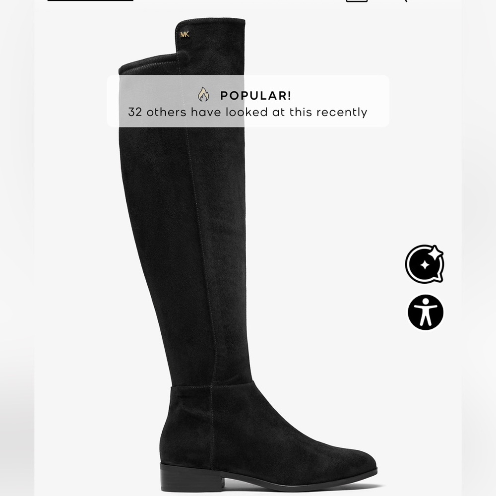 Michael Kors Size 10 Bromley Flat Boot Stretch suede Black Over the Knee